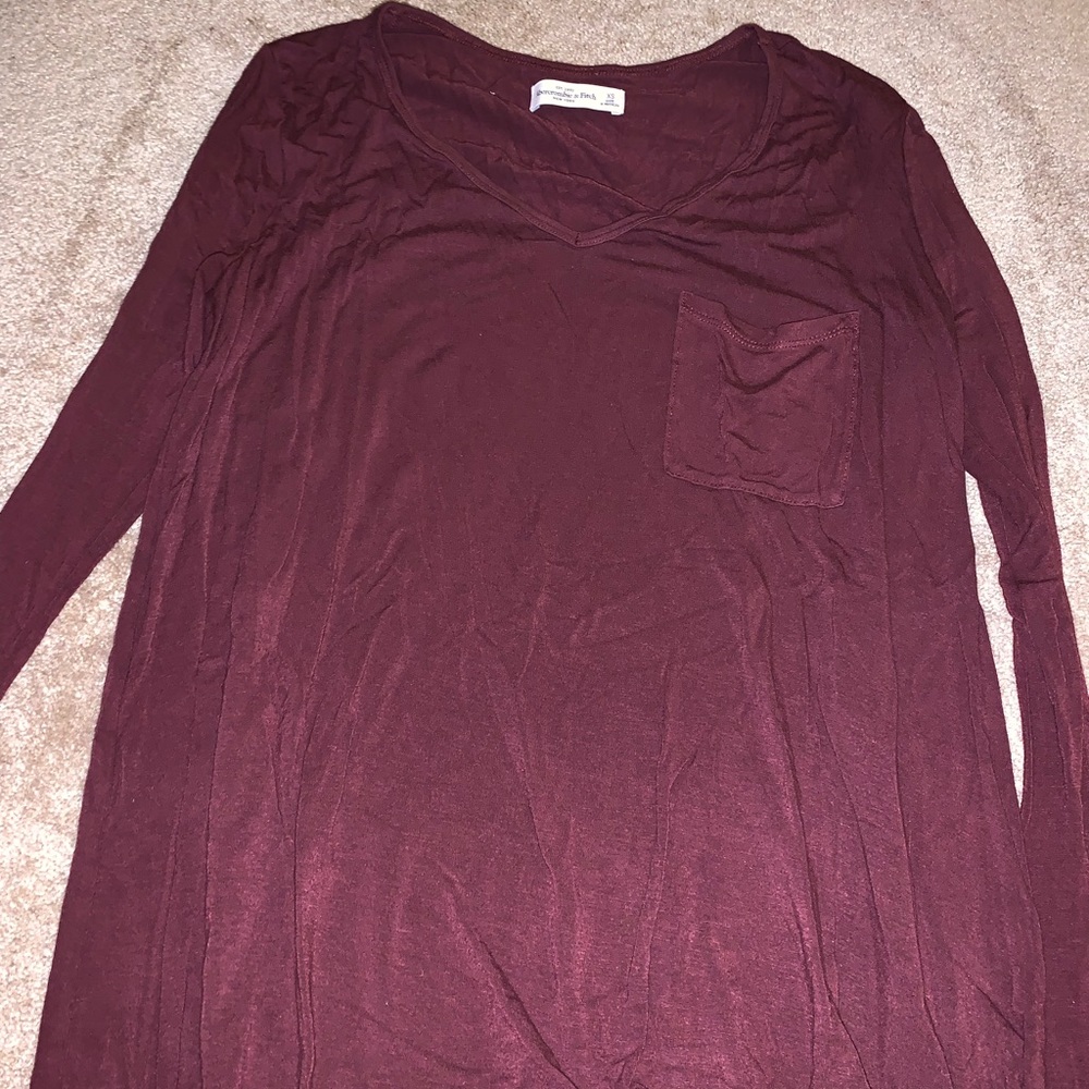 Abercrombie & Fitch Maroon long sleeve oversized T